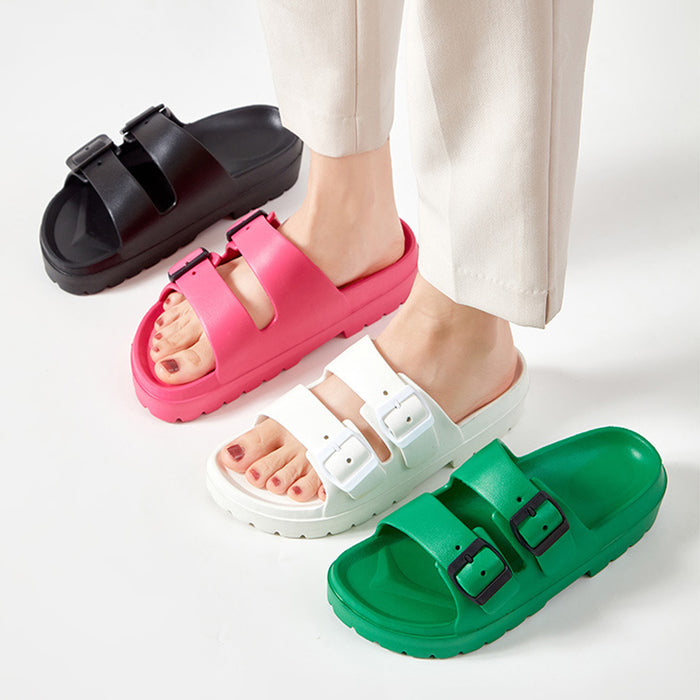 Double Buckle Summer Slippers