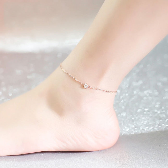 Stainless Steel Chain Anklet With Cubic