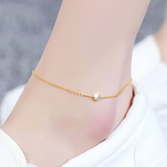 Stainless Steel Chain Anklet With Cubic