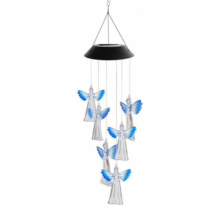 Color Changing Solar Power Wind Chime Crystal Ball Hummingbird Butterfly Waterproof Outdoor