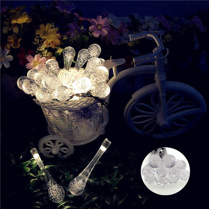 LED Outdoor Water Drops Solar Lamp String Lights LED Fairy Holiday Christmas Party Garland