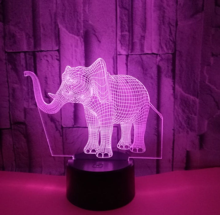 Elephant 3D light Colorful touch 3D LED visual light small table lamp