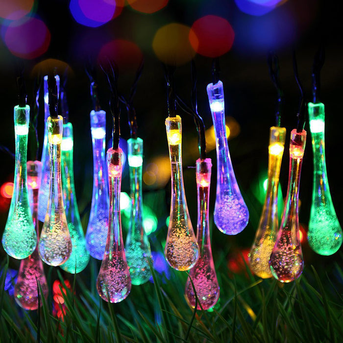 LED Outdoor Water Drops Solar Lamp String Lights LED Fairy Holiday Christmas Party Garland