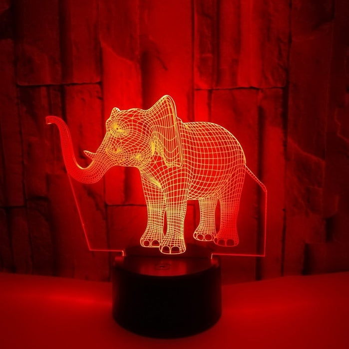 Elephant 3D light Colorful touch 3D LED visual light small table lamp