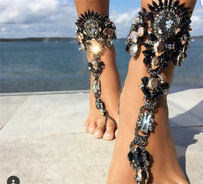 Alloy Inlaid Gemstone Anklet