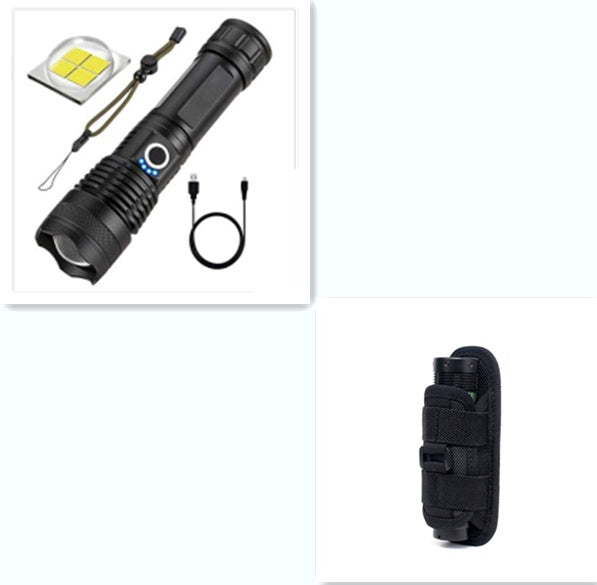 Strong Light Flashlight, Rechargeable, Zoom Power Display, Outdoor Super Bright And Portable