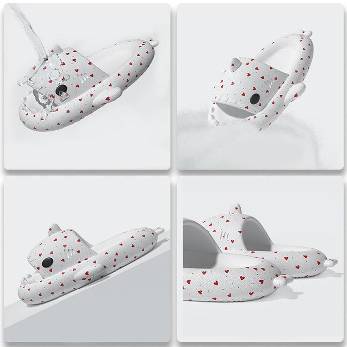 Shark Slippers Heart Print