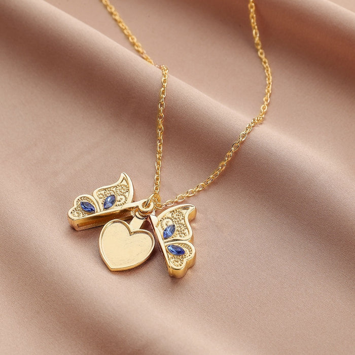 Butterfly Necklace Heart Pendant