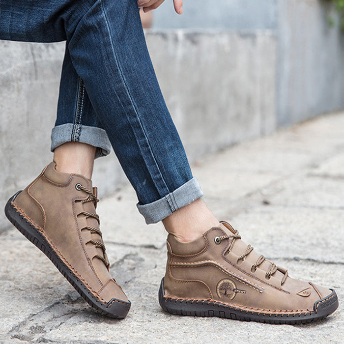 Lace-up Boots Men Casual Business Sewing Shoes