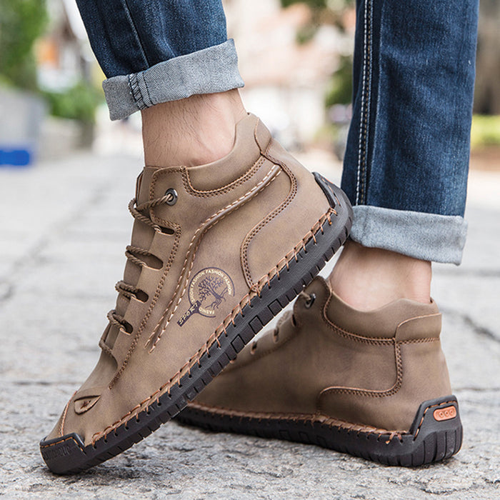Lace-up Boots Men Casual Business Sewing Shoes