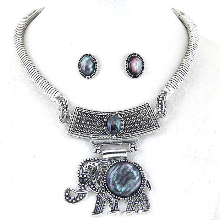 Cute Elephant Necklace Earring Set