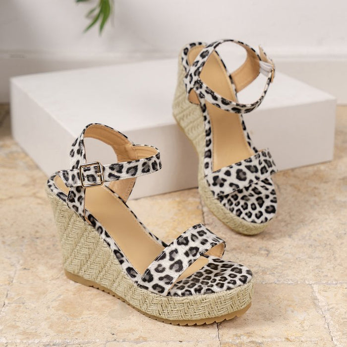 Leopard Wedge Sandals