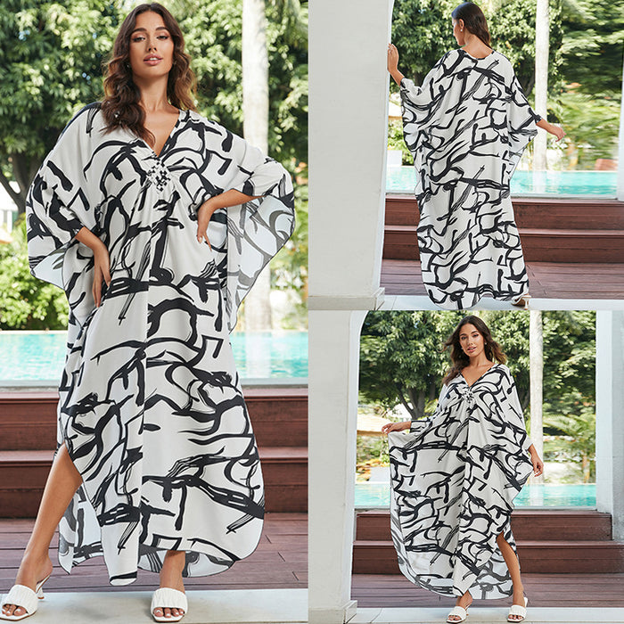 Cotton Beach Cover-up Vacation Sun Protection Long Dress