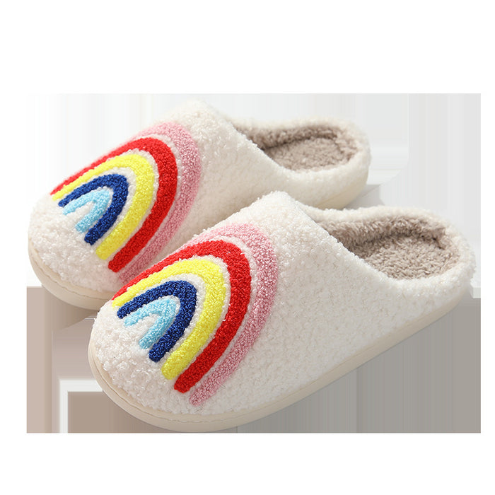 Couple Rainbow Warm Winter Cotton Slippers