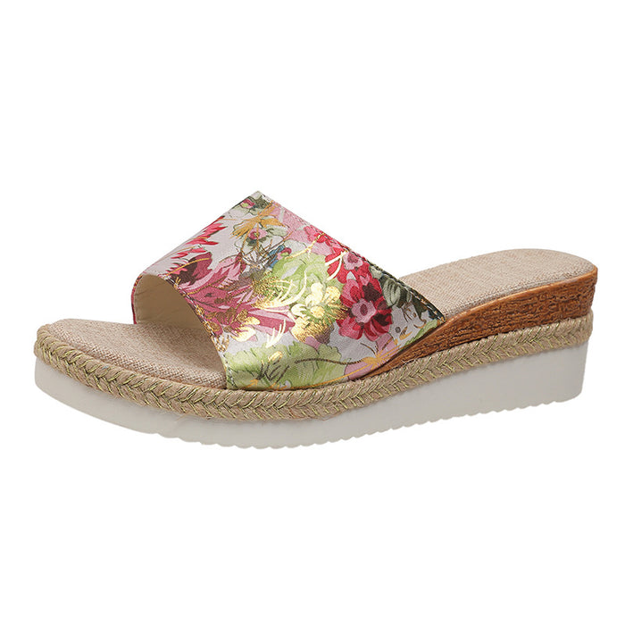 Platform Floral Flat Sandals