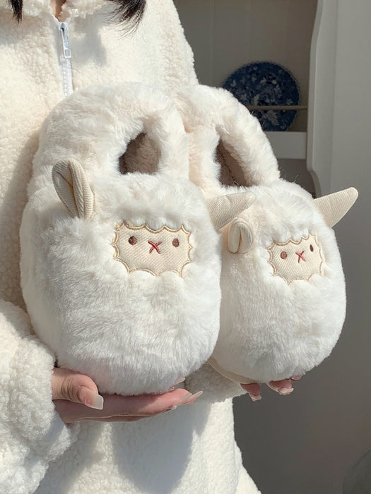 Cute Sheep Winter Bag Heel Warm Non Slip Slippers