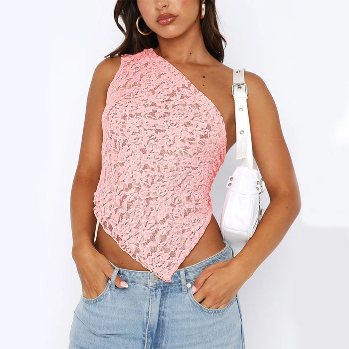 Ins Lace Backless Top