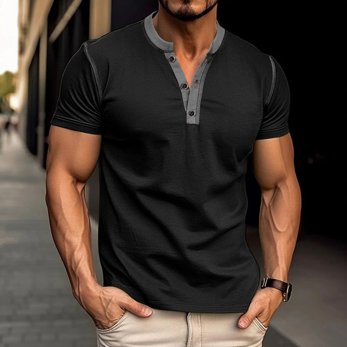 Fashion Short-sleeve Polo Shirt Summer Button V-neck T-shirt Top