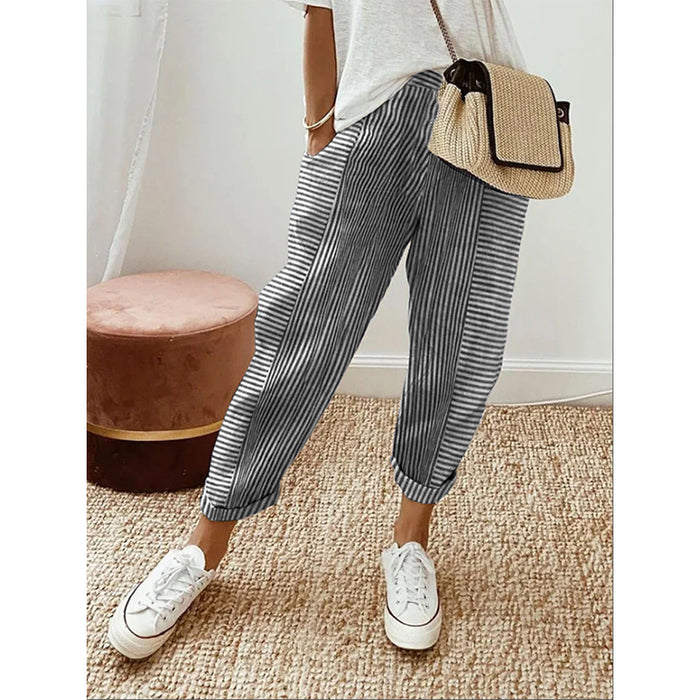 Striped Print Trousers Summer Fashion Casual Loose Pants