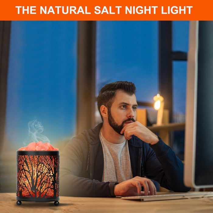 Forest iron night light natural crystal salt lamp