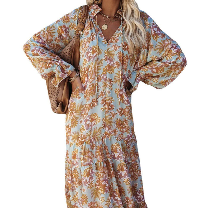 Bohemian Long Small Floral Beach Dress