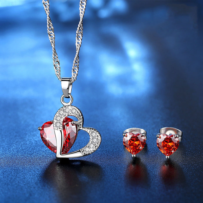 Heart Shape Necklace & Earrings Set