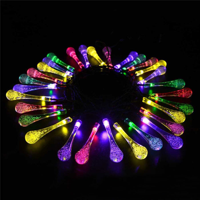 LED Outdoor Water Drops Solar Lamp String Lights LED Fairy Holiday Christmas Party Garland