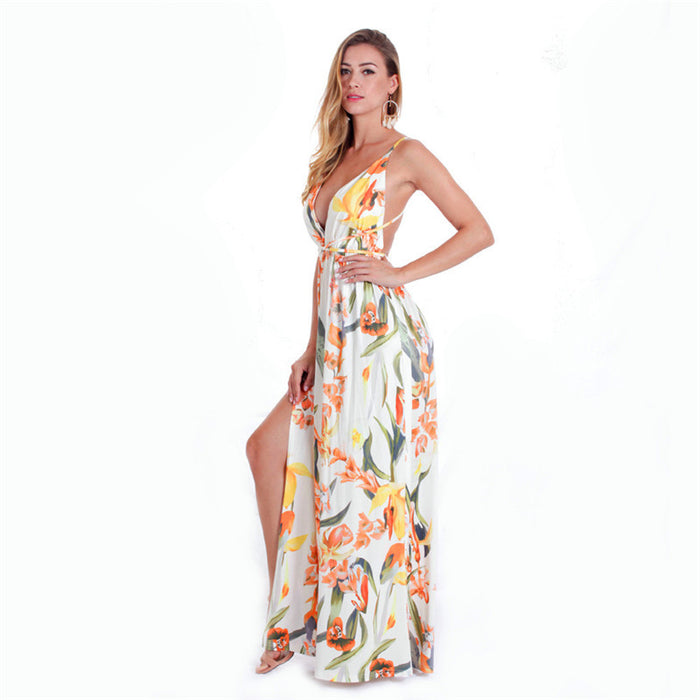 Fashion Halter Suspender Wrap Chest Beach Long Dress