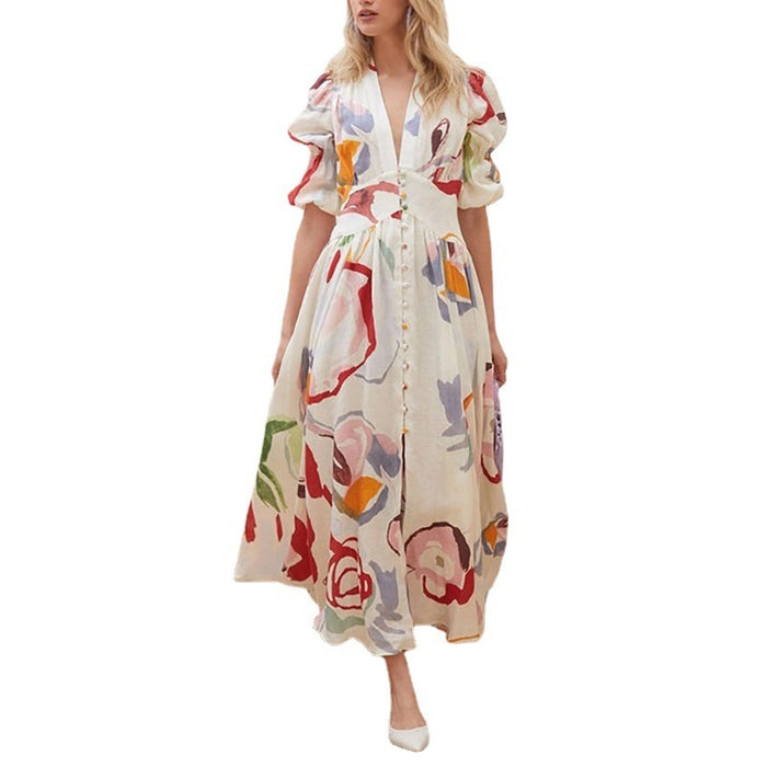 Chiffon Printed Long Skirt Beach Dress