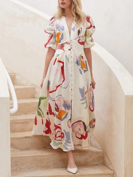 Chiffon Printed Long Skirt Beach Dress