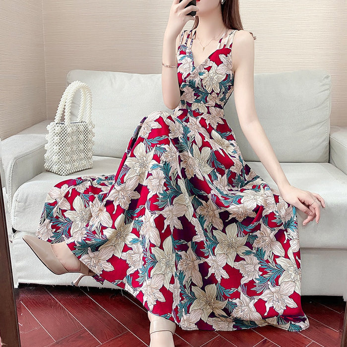 Chiffon Floral Sling Dress