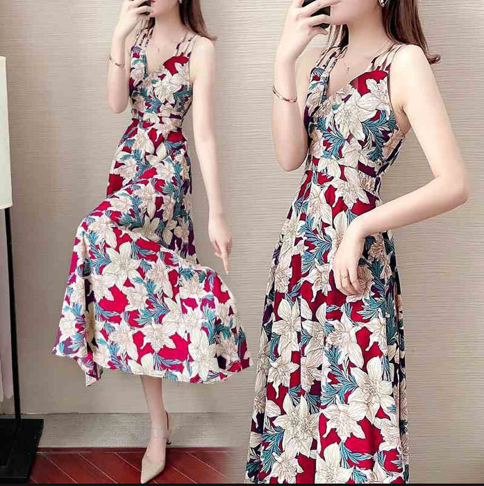 Chiffon Floral Sling Dress