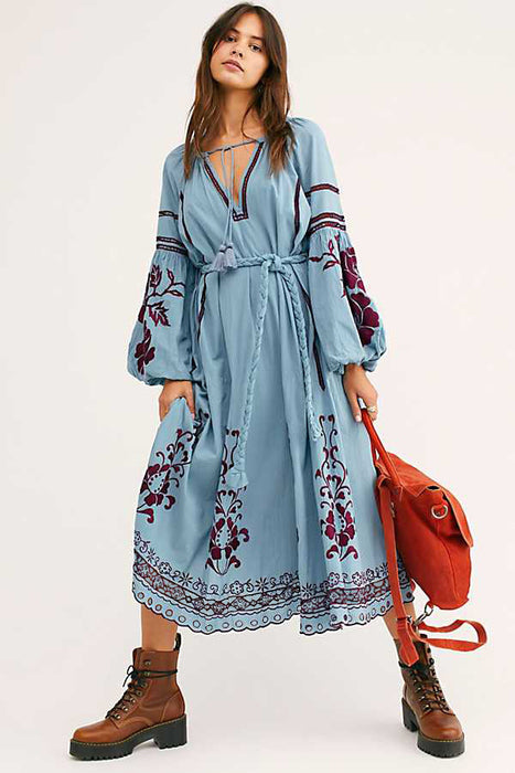 Lantern Long Sleeve Holiday Beach Dress