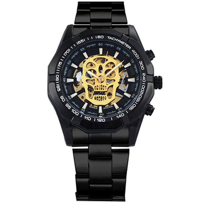 Official Automatic GOLD Watch Men Steel Strap Skeleton