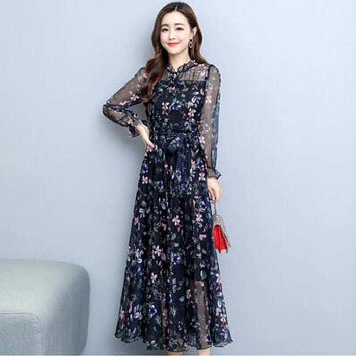 Floral Chiffon Beach Big Swing Dress