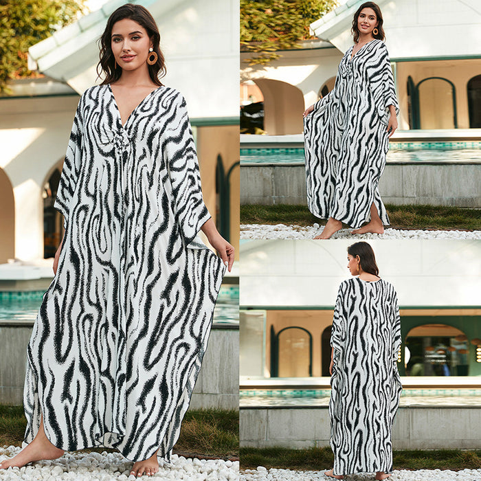 Cotton Beach Cover-up Vacation Sun Protection Long Dress