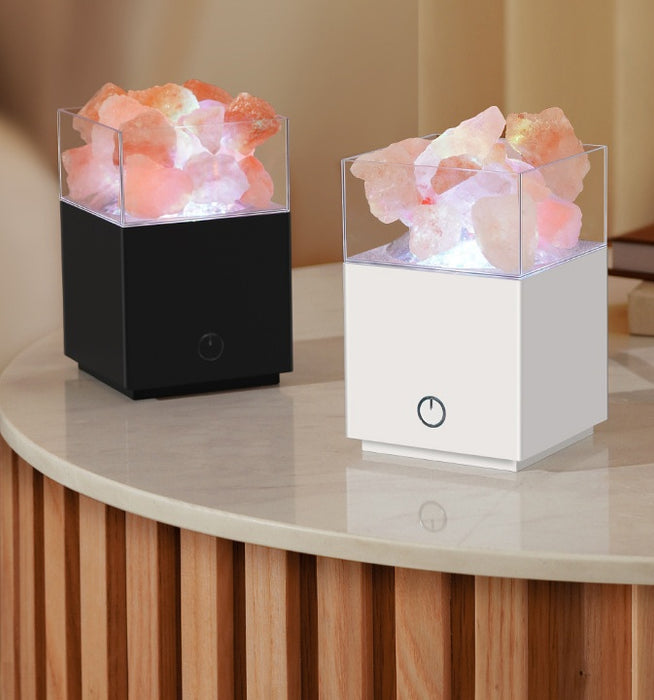 Crystal Salt Lamp With Remote Control Multicolored Projection
