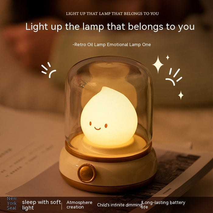 Retro Small Night Lamp Bedroom Mini Desktop LED Cute Night Lamp Creative USB Rechargeable Portable Table Lamp