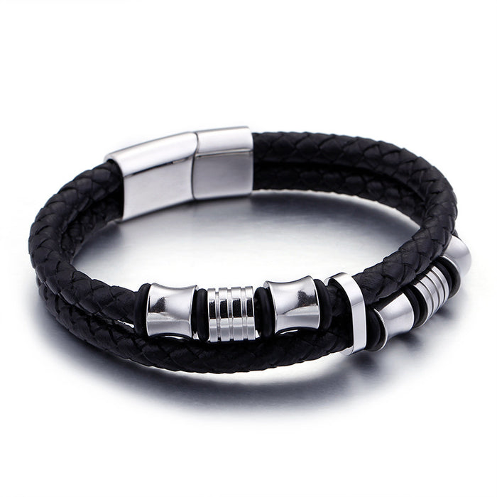 Stainless Steel Leather Bracelet