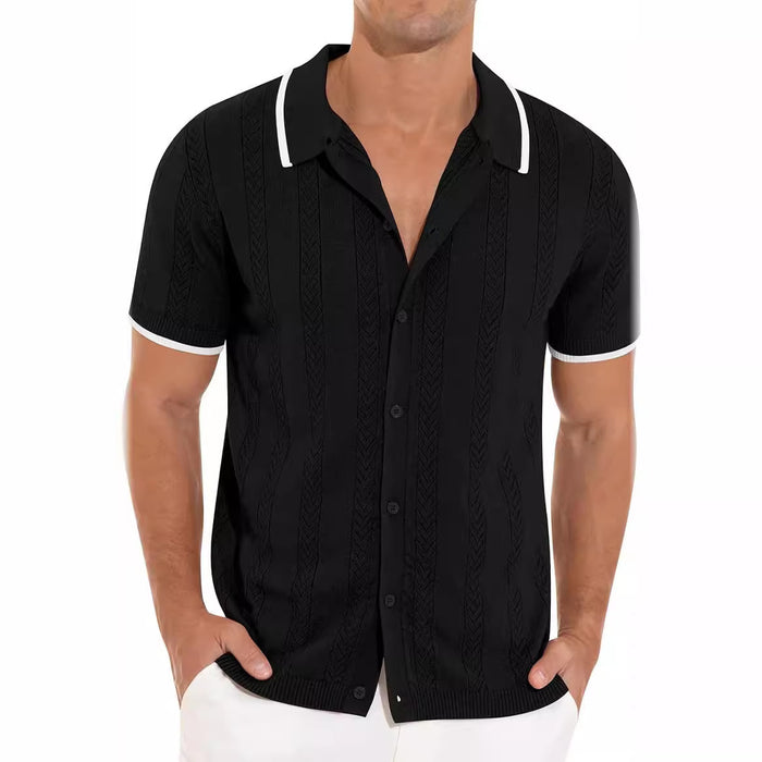 Lapel Short-sleeve Casual Breathable Cardigan Top