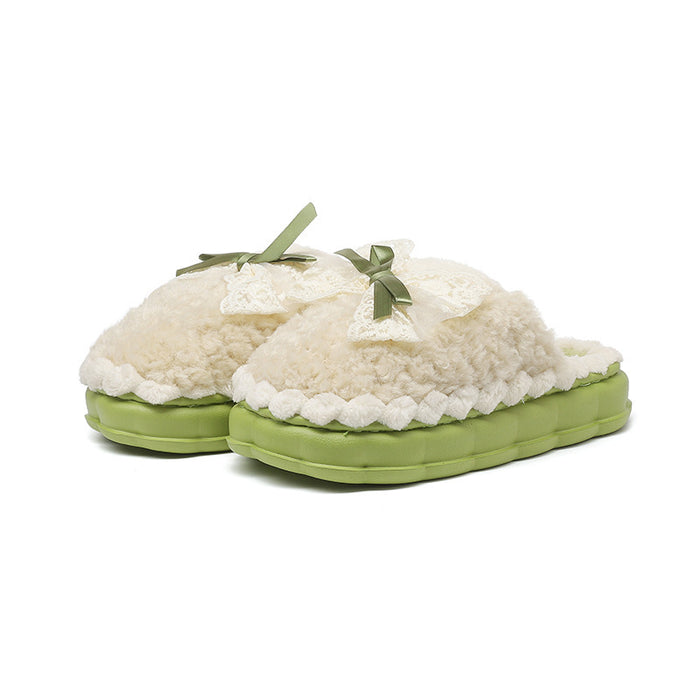 Cotton Women's Non-slip Bow Slippers