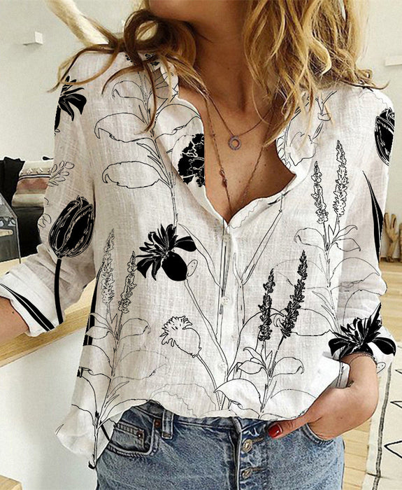 Lapel Long Sleeve Top