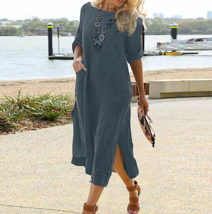 Casual Retro Long Shirt Dress