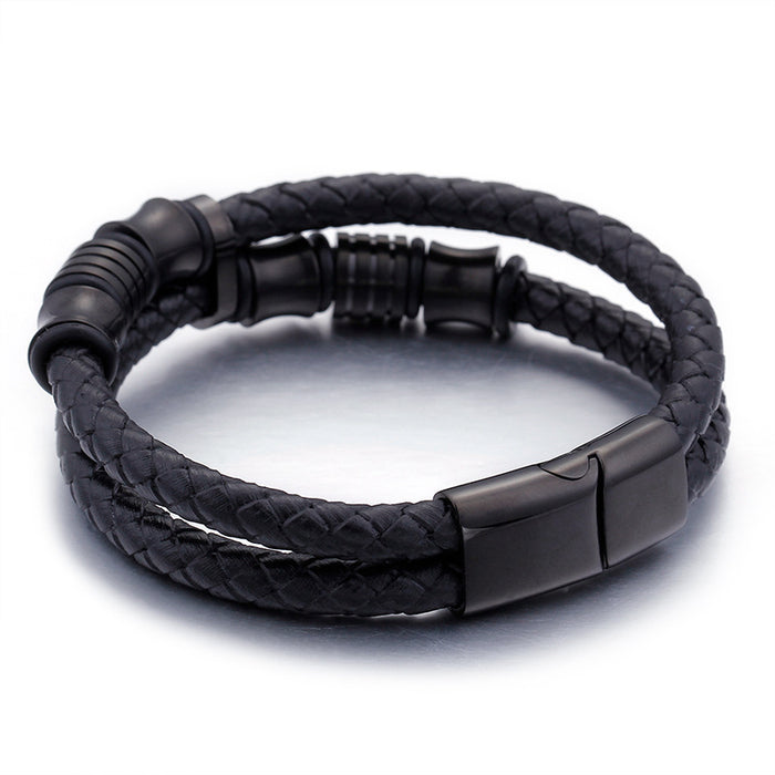 Stainless Steel Leather Bracelet