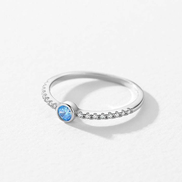 Sterling Silver Blue Zircon Ring