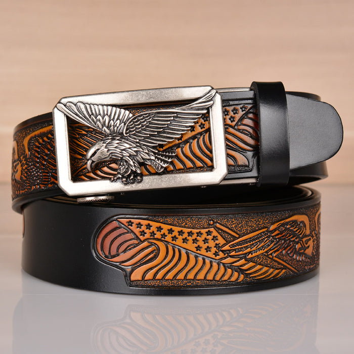 Leather Belt Eagle Embossed