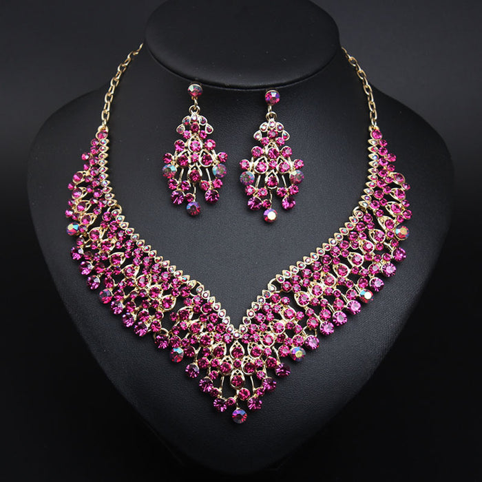 Creative Crystal Necklace Earring Set