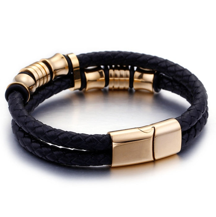 Stainless Steel Leather Bracelet