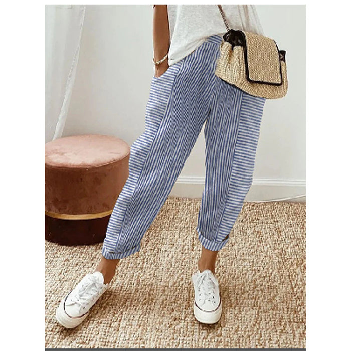 Striped Print Trousers Summer Fashion Casual Loose Pants