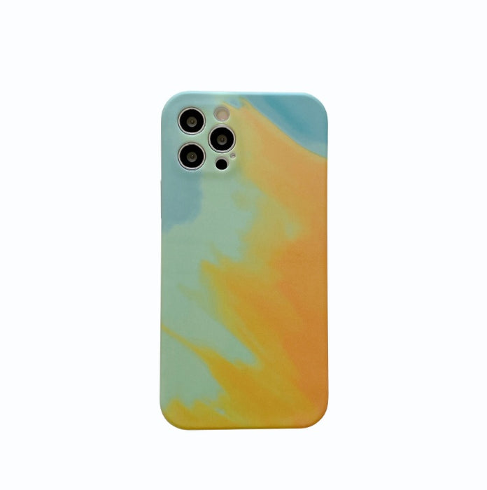 Compatible with Apple, Phone Case Oil Painting Gradient Geometry Soft Silicone Cases For iPhone 12 12Pro 11 Pro Max XR X 7 8Plus Abstract Cover